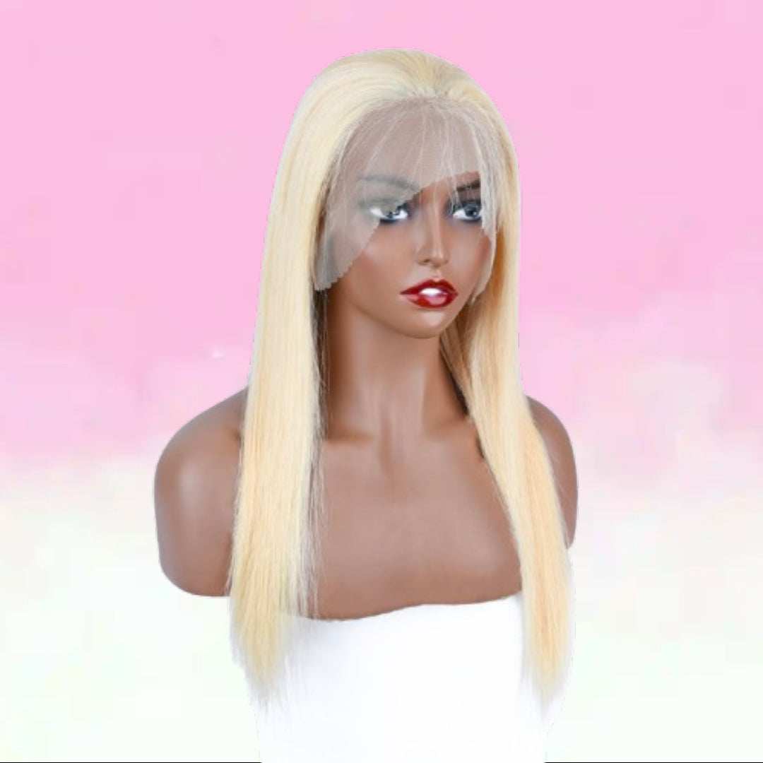 Kelily 13x4 613 Honey Blonde Straight Transparent Lace Frontal Wig