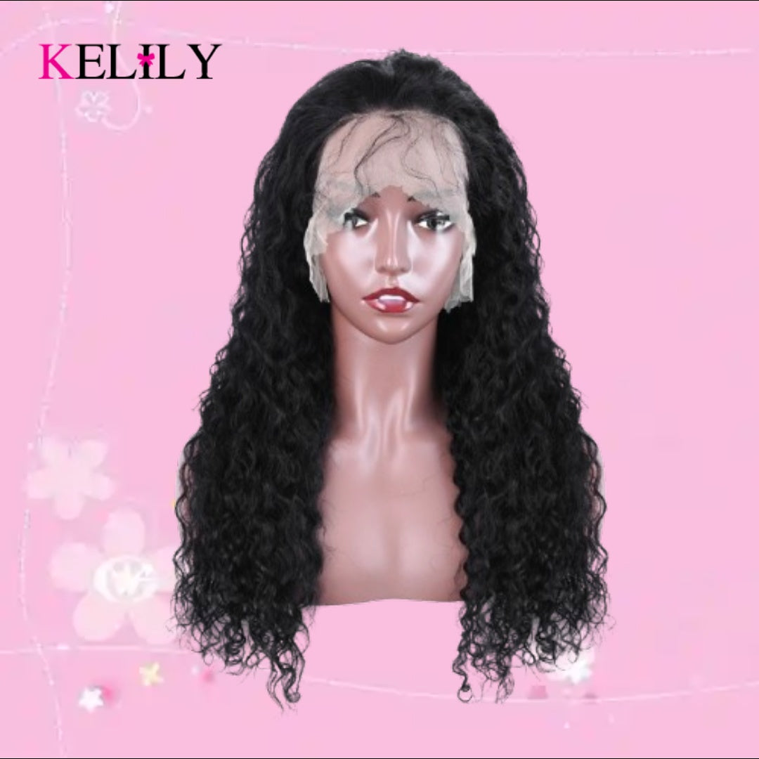 Kelily 13x4 13x6 HD Transparent Frontal Wig Loose Deep Wave Lace Front Human Hair Wigs