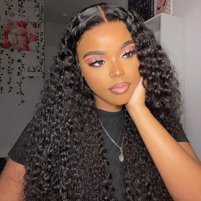 Kelily Jerry Curly Undetectable HD Lace Closure Wig Glueless Virgin Hair Natural Black