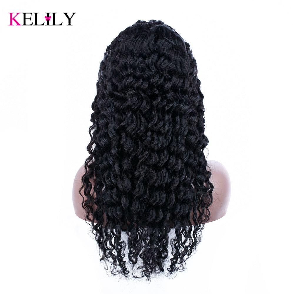 Kelily 13x4 13x6 HD Transparent Frontal Wig Loose Deep Wave Lace Front Human Hair Wigs