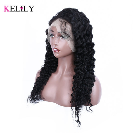 Kelily 13x4 13x6 HD Transparent Frontal Wig Loose Deep Wave Lace Front Human Hair Wigs