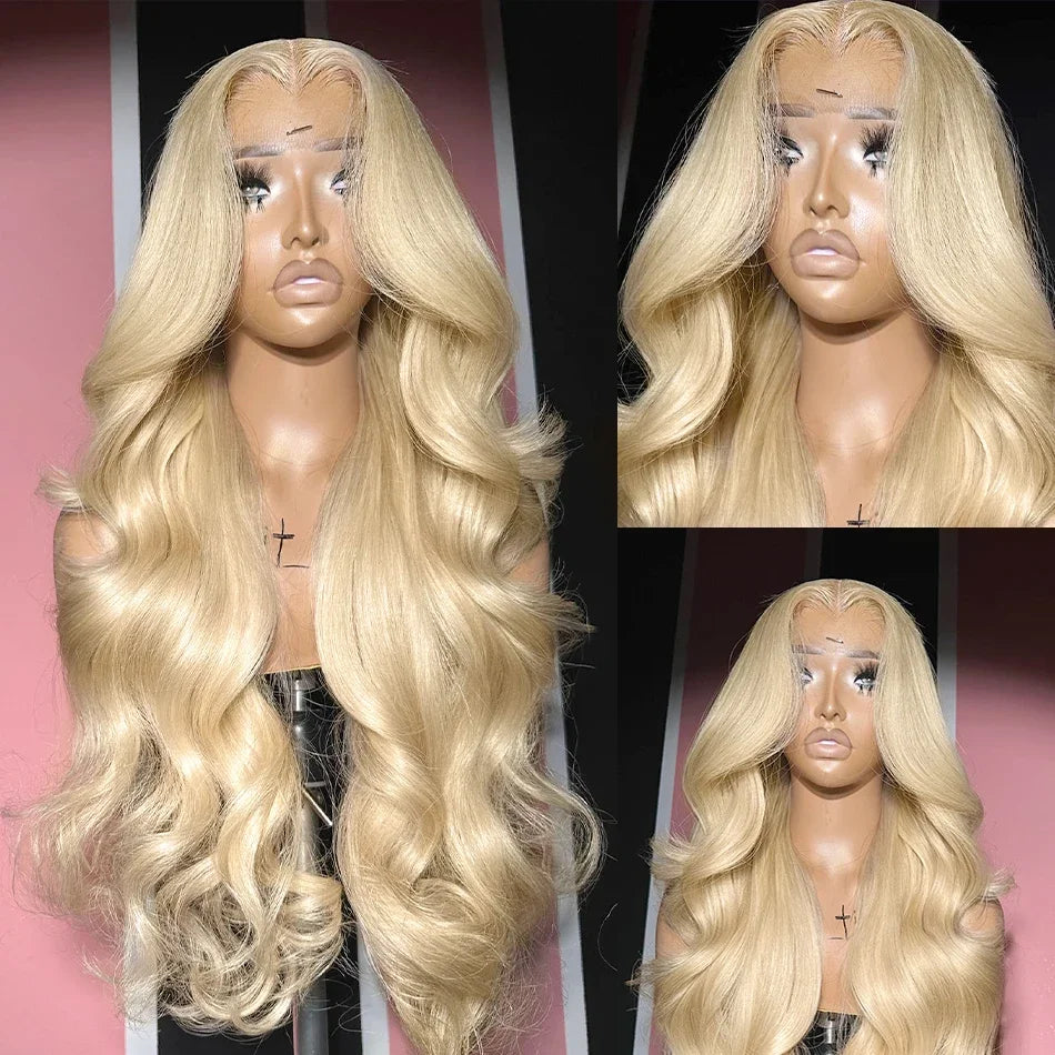 Kelily 613 Blonde Color Body Wave Transparent  Lace Human Virgin Hair Pre Plucked With Natural Baby Hair Body