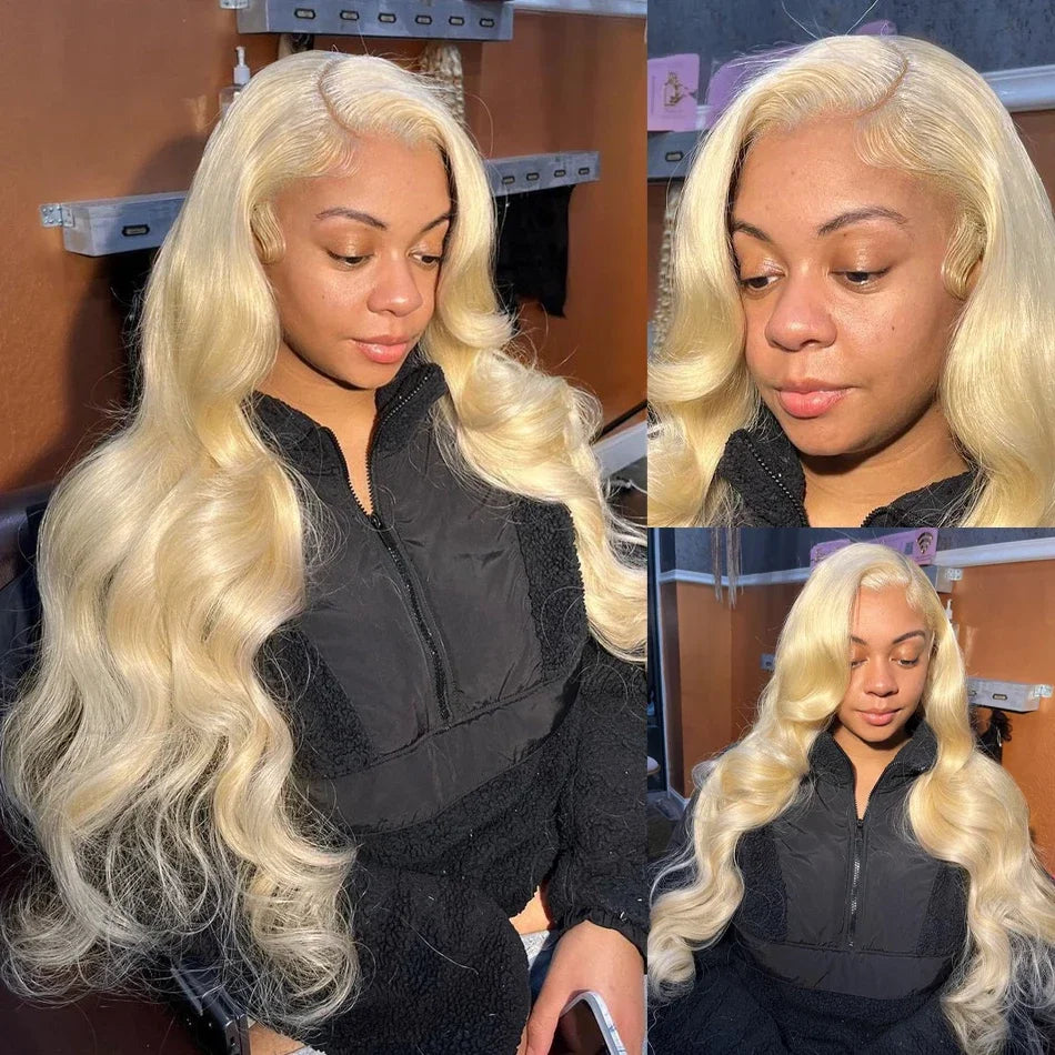 Kelily 613 Blonde Color Body Wave Transparent  Lace Human Virgin Hair Pre Plucked With Natural Baby Hair Body