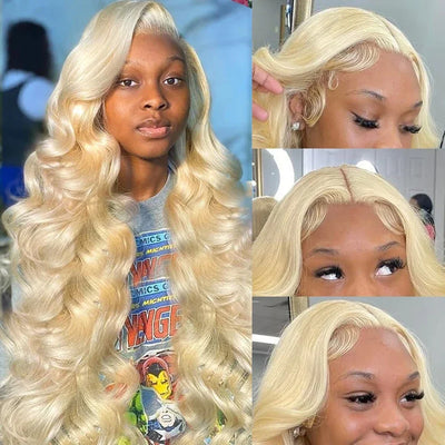 Kelily 613 Blonde Color Body Wave Transparent  Lace Human Virgin Hair Pre Plucked With Natural Baby Hair Body