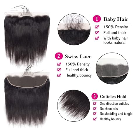 Kelily Hair 10A Grade Straight Virgin Hair 3Bundles With Frontal 100% Human Hair Extension Natural Black