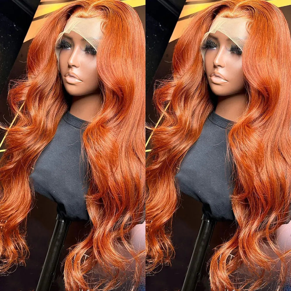 4×4 5x5 Lace Closure Wig Ginger Orange Color Body Wave Human Virgin Hair Pre Plucked With Natural Baby Hair