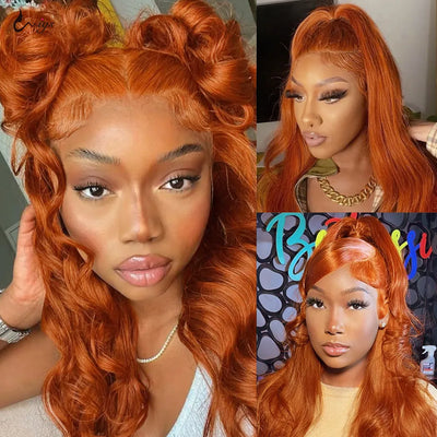 4×4 5x5 Lace Closure Wig Ginger Orange Color Body Wave Human Virgin Hair Pre Plucked With Natural Baby Hair