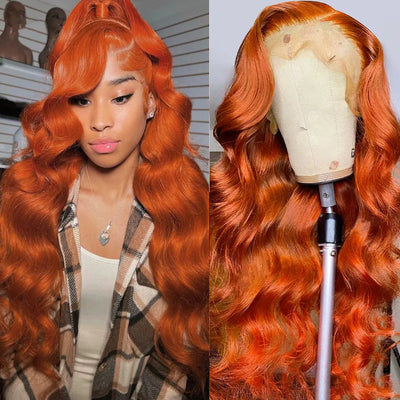 4×4 5x5 Lace Closure Wig Ginger Orange Color Body Wave Human Virgin Hair Pre Plucked With Natural Baby Hair