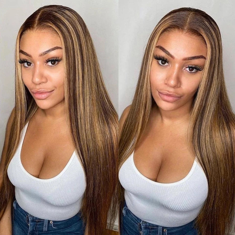 Kelily 7x5 HD Lace Glueless Go Pre-cut Lace Brown Blonde TP4/27 Body Wave Human Virgin Hair