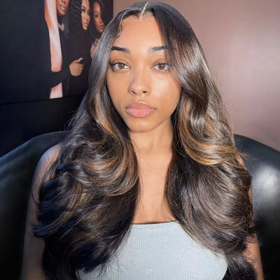 Highlights Black Mix Blonde Brazilian 1b/S27 Lace Wig Pre Plucked Natural Hairline