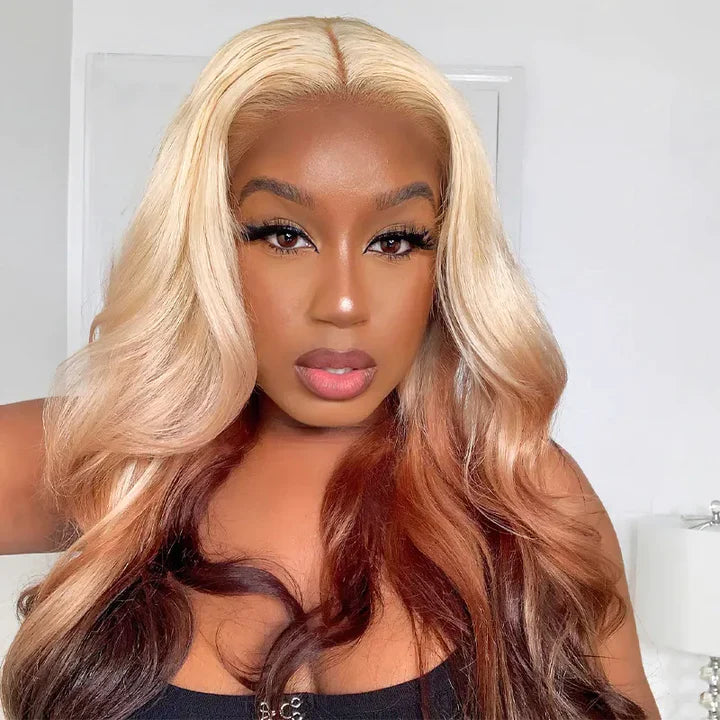 kelily Lace Frontal Human Hair Wigs Blonde Ombre Brown Wig Natural Hairline