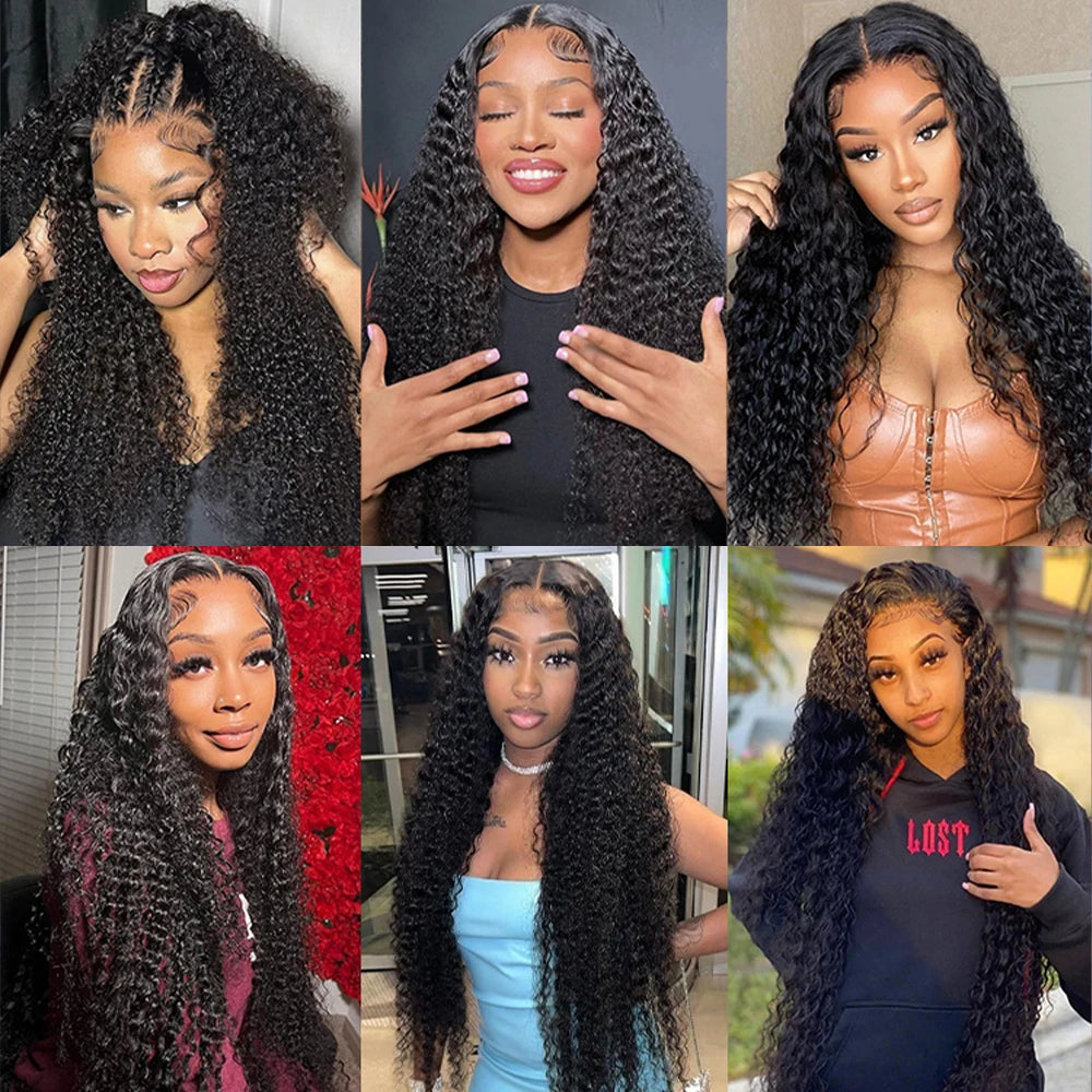 13x4 13x6 Curly Human Hair Wigs 30 40 Inch Deep Wave Hd Lace Frontal Wig