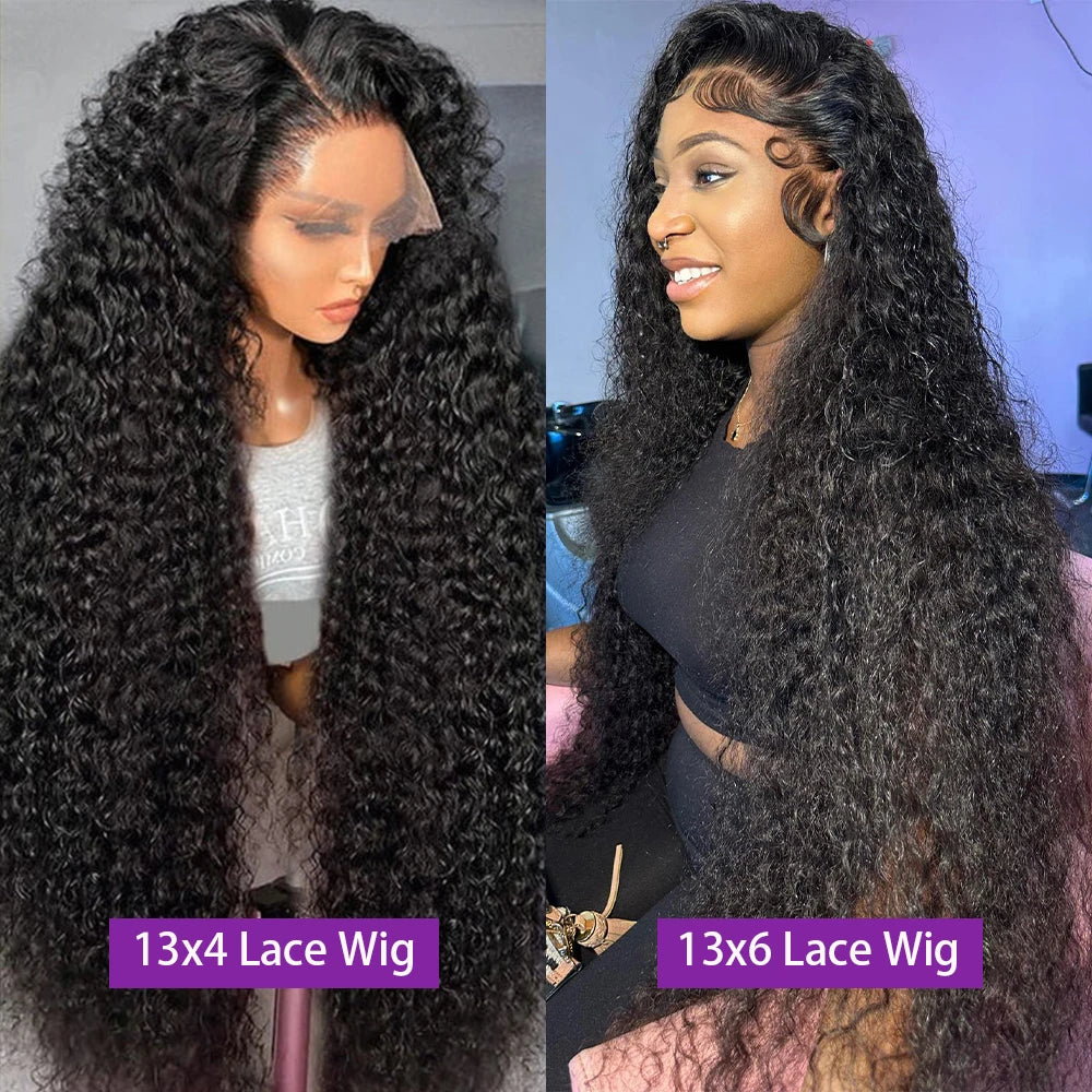 13x4 13x6 Curly Human Hair Wigs 30 40 Inch Deep Wave Hd Lace Frontal Wig