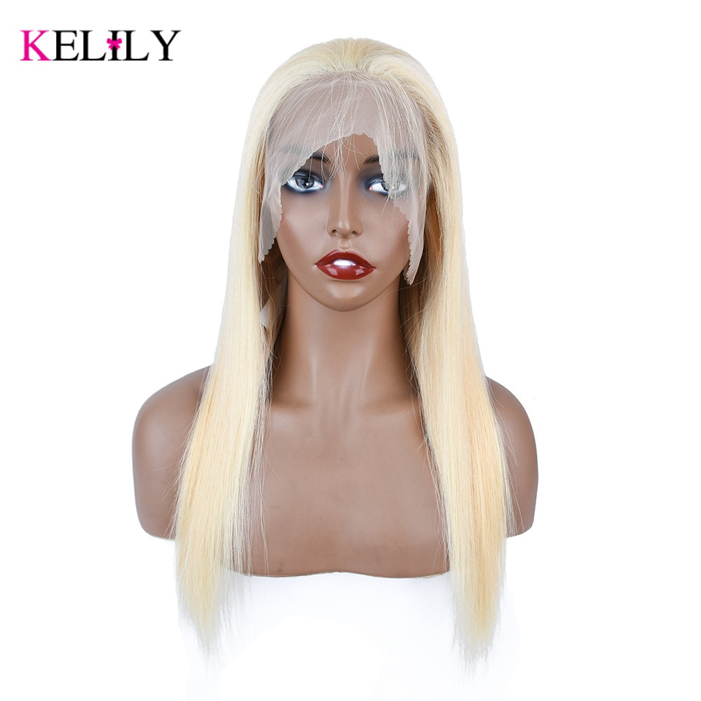 Kelily Straight 613 Blonde Color Straight  Lace Frontal Wig Brazilian Remy Human Hair