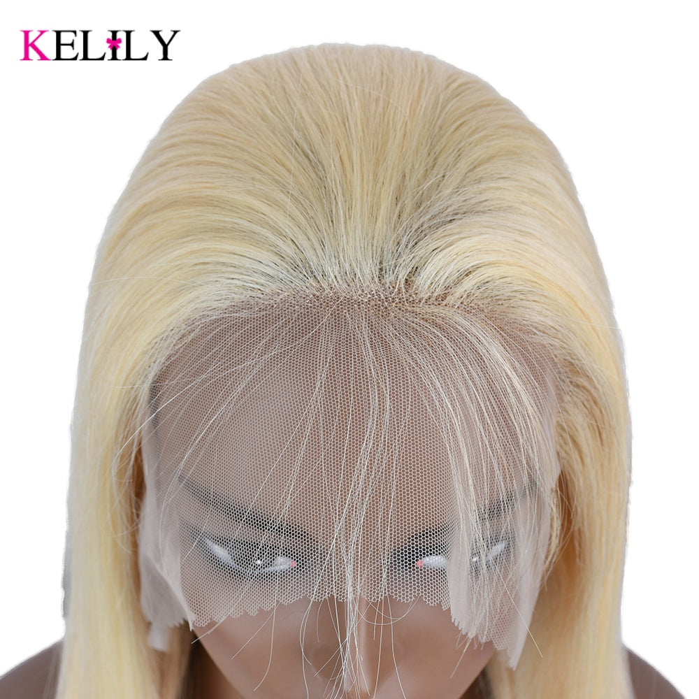 613 Blonde Color Transparent  Lace Human Virgin Hair Pre Plucked With Natural Baby Hair Body