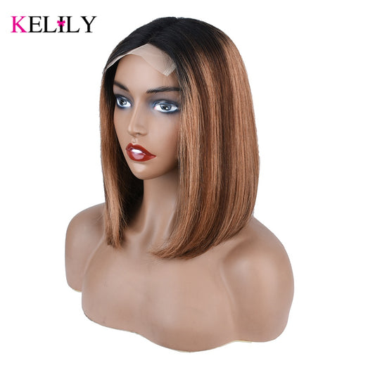 Kelily Chocolate Brown #4 Color Straight 13x4 13x6 HD Lace Frontal Wig