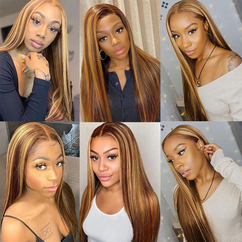 5x5 6x4.5 Wear And Go Highlight Lace Wigs Human Hair Brazilian Hd Transparent Glueless Bone Straight For Women