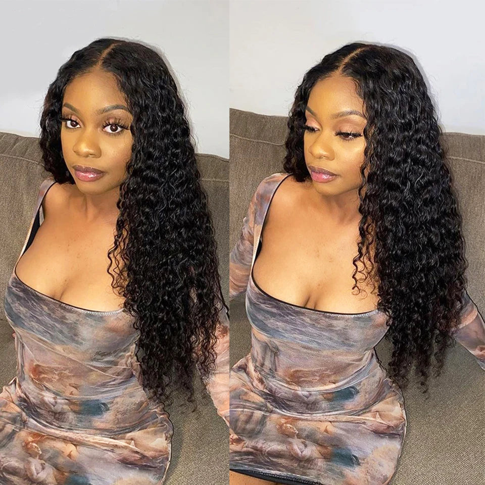 Kelily Water Wave Lace Closure Wig Wear And Go Glueless Wig Human Hair Ready to Wear Curly HumanHair Wigs For Women