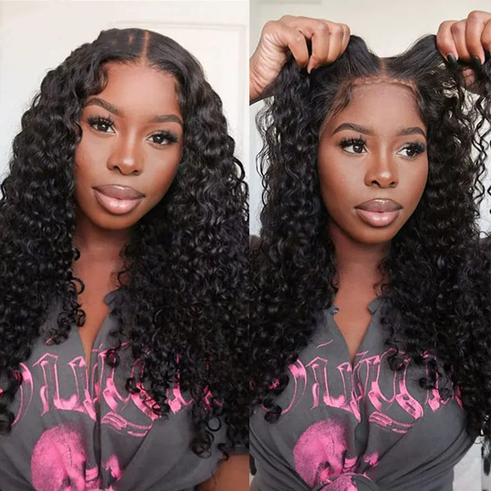 Kelily Water Wave Lace Closure Wig Wear And Go Glueless Wig Human Hair Ready to Wear Curly HumanHair Wigs For Women