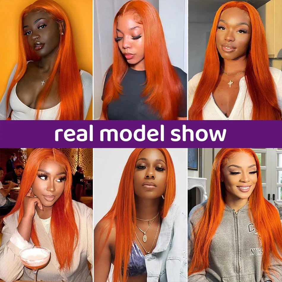 Kelily 4×4 5x5 Lace Closure Wig Ginger Orange Color Straight Human Virgin Hair Pre Plucked With Natural Baby Hair