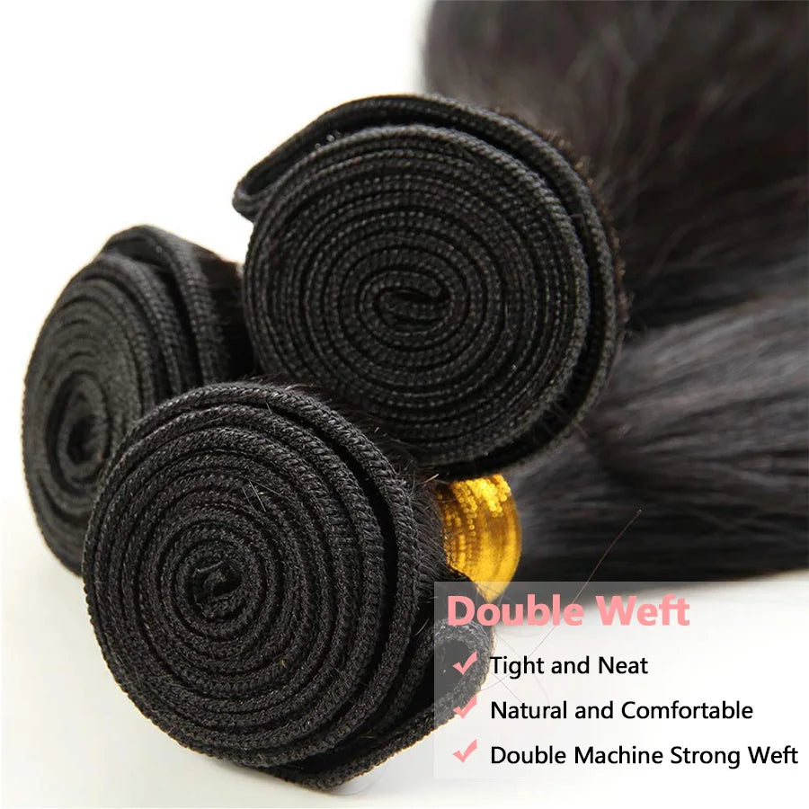 Kelily Hair 8A Grade Straight Virgin Hair 3Bundles Double Machine Weft 100% Virgin Human Hair