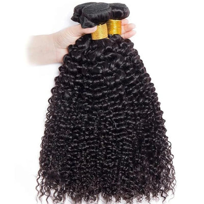 Kinky Curly Human Hair Bundles 3 Pieces Jerry Curly Natural Hair Extensions Woman Wet And Wavy Human Hair Bundles