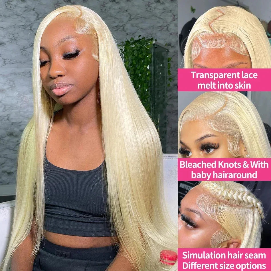 Kelily 613 Blonde Straight Glueless HD Lace Closure Wear Go Wig