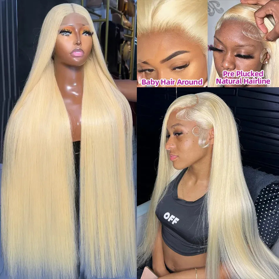 Kelily 613 Blonde Straight Glueless HD Lace Closure Wear Go Wig