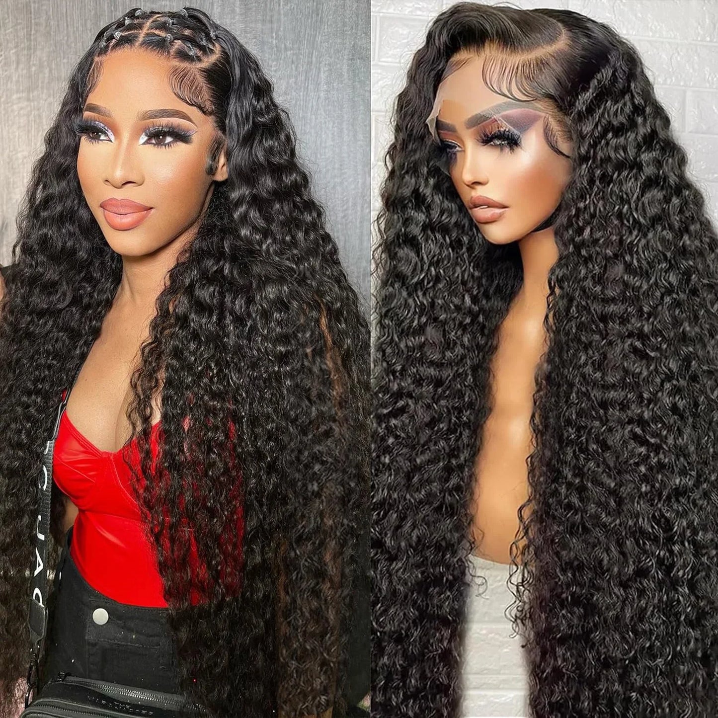 Kelily Deep wave 13x4 HD Lace Hair Wig Curly Black Wigs Natural Wave Style Wig