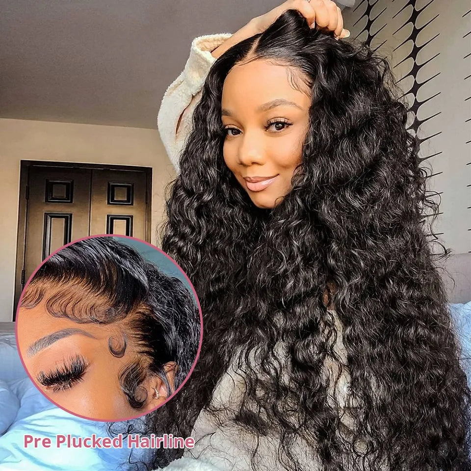 Kelily Water Wave Lace Closure Wig Wear And Go Glueless Wig Human Hair Ready to Wear Curly HumanHair Wigs For Women