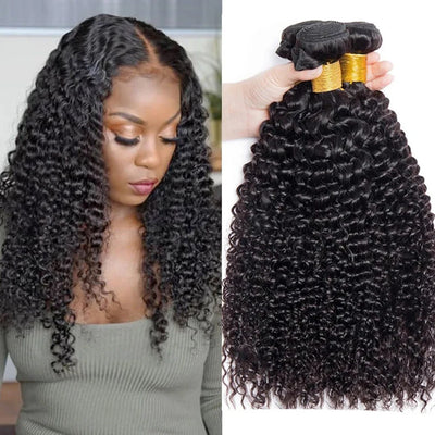 Kinky Curly Human Hair Bundles 3 Pieces Jerry Curly Natural Hair Extensions Woman Wet And Wavy Human Hair Bundles