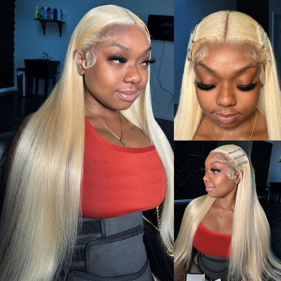 Kelily 613 Blonde Straight Glueless HD Lace Closure Wear Go Wig