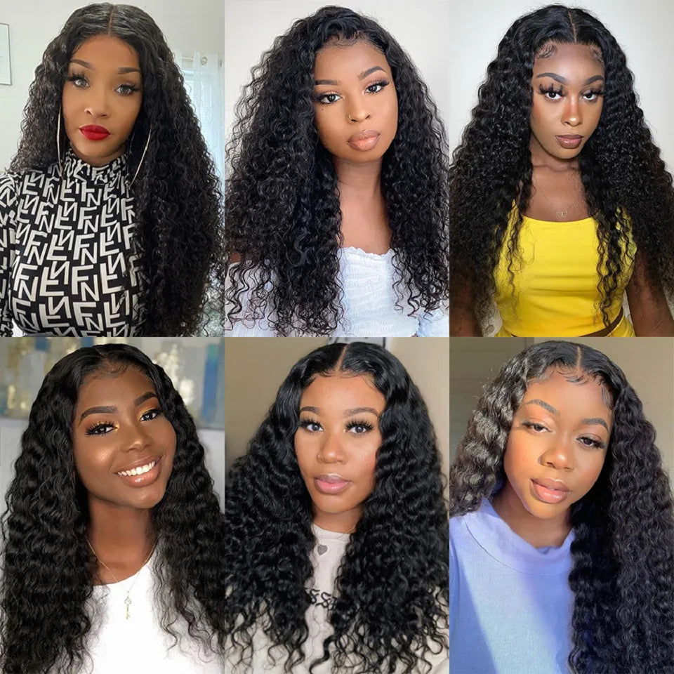 Kelily Water Wave Lace Closure Wig Wear And Go Glueless Wig Human Hair Ready to Wear Curly HumanHair Wigs For Women