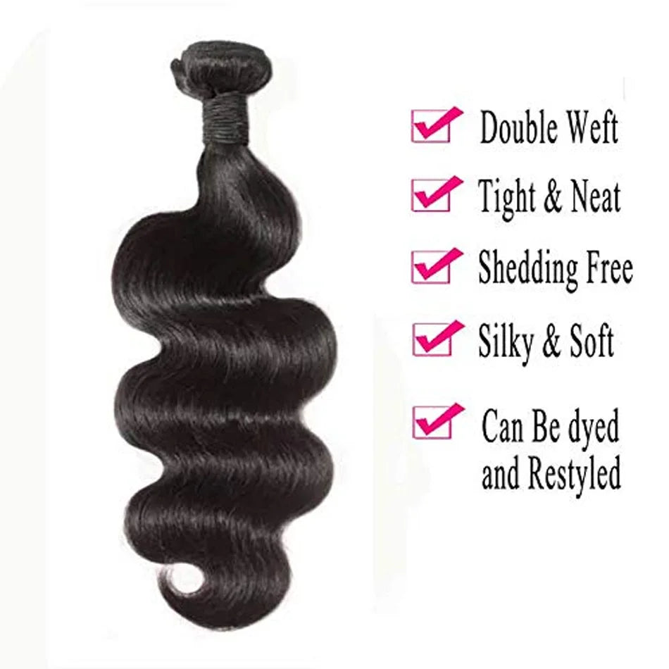 Body Wave 3 Bundles Brazilian Remy 100% Unprocessed Human Hair Wavy Brazilian Hair Weave Extensions Hair