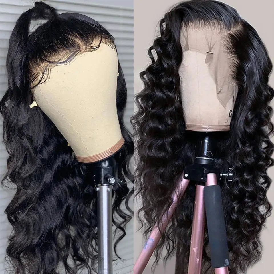 13x4 13x16 HD Transparent Frontal Wig Loose Deep Wave Lace Front Human Hair Wigs for Women Pre Plucked Wavey