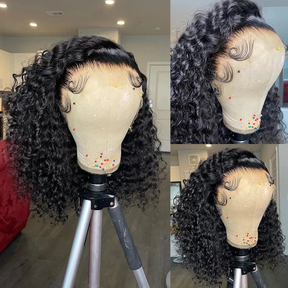 Kelily Short Curly Bob Wigs Water Wave Lace Human Hair Wigs Deep Wave Human Hair