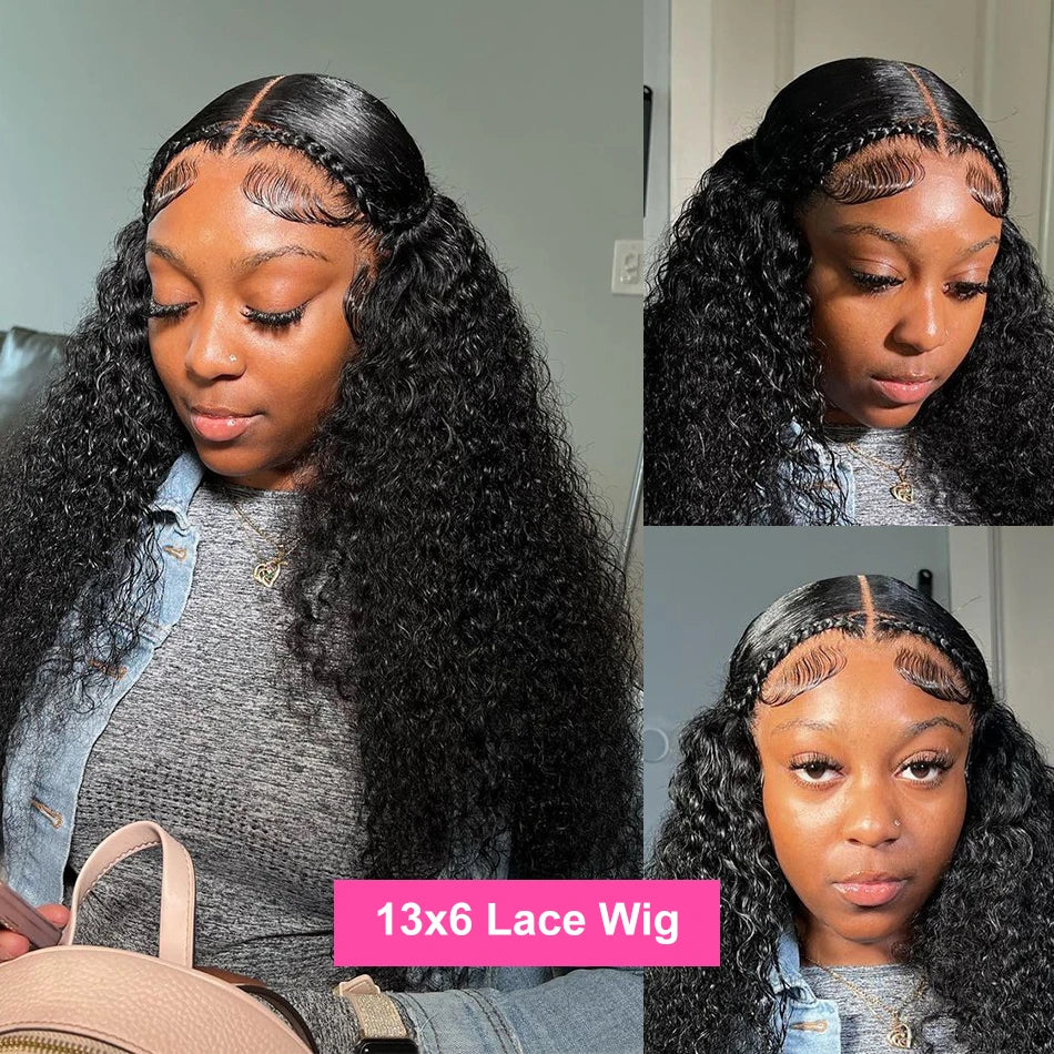 Kelily Loose Deep Wave Transparent Lace Frontal Wig Curly Wave Lace Frontal Human Hair Wigs