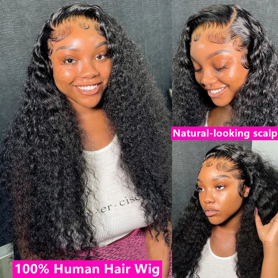 Kelily Loose Deep Wave Transparent Lace Frontal Wig Curly Wave Lace Frontal Human Hair Wigs