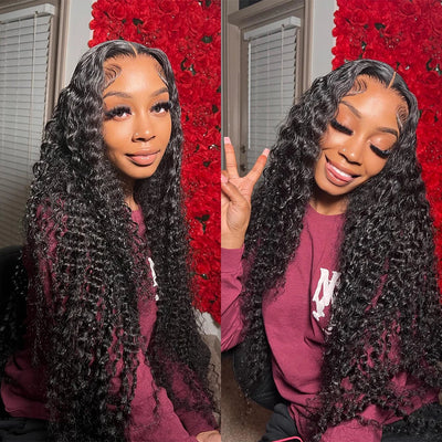 Kelily Loose Deep Wave Transparent Lace Frontal Wig Curly Wave Lace Frontal Human Hair Wigs