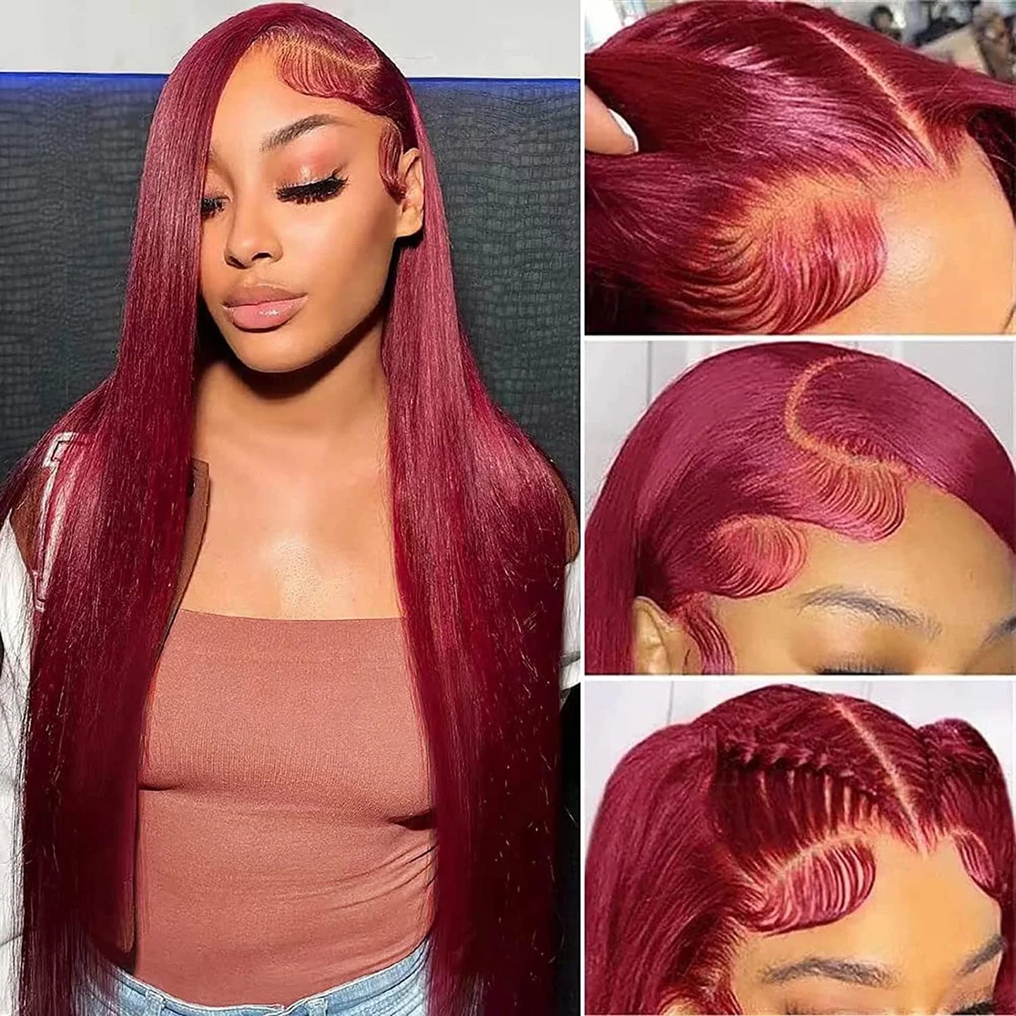 Kelily Burgundy 13x6 Hd Lace Frontal Human Hair Wig On Sale Bone Straight Lace Front 99J Colored Human Hair Wigs For Women