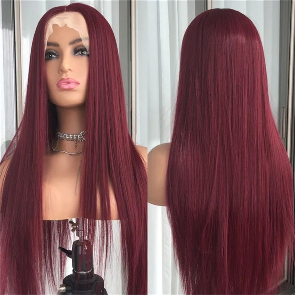 99j Straight Transparent Lace Wig Brazilian Colored Human Virgin Hair One Piece