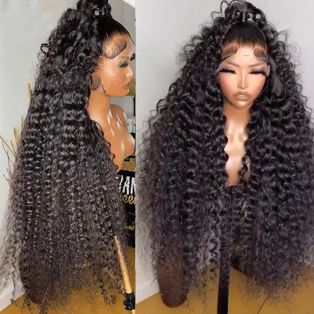 Kelily Transparent Lace Closure Wig Deep Curly Virgin Hair Unprocessed Human Hair Natural Black