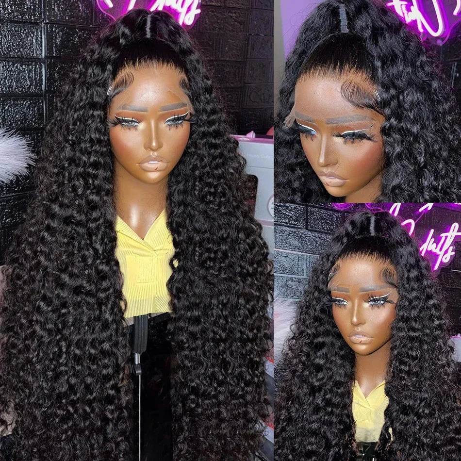 Kelily Transparent Lace Closure Wig Deep Curly Virgin Hair Unprocessed Human Hair Natural Black