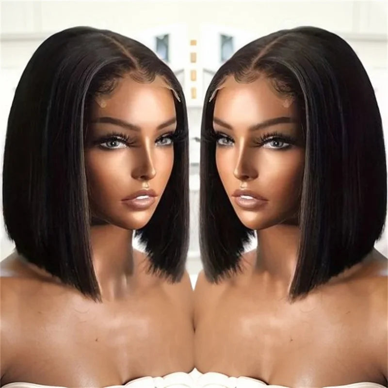 Kelily Short Bob Wigs Straight Human Hair Brazilian Virgin Hair with Baby Hair Pre Plucked Natural Color