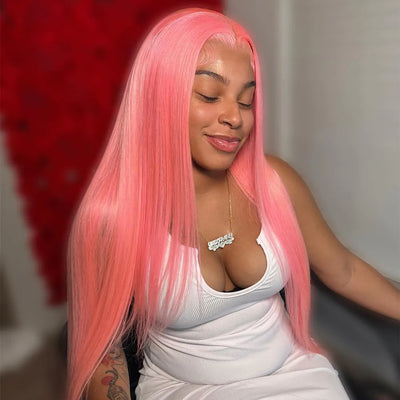 Pink Wig 13x4 5x5 4x4 Human Hair Lace Front Wig Virgin Straight Frontal Wig  Colored Human Hair Wigs