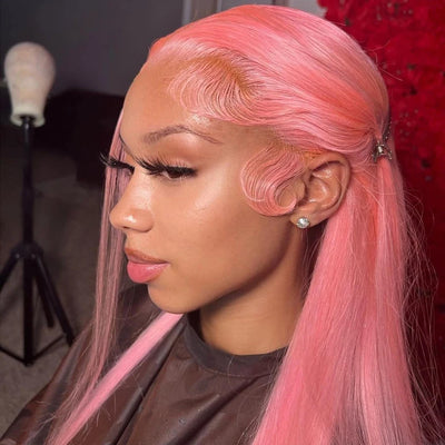 Pink Wig 13x4 5x5 4x4 Human Hair Lace Front Wig Virgin Straight Frontal Wig  Colored Human Hair Wigs