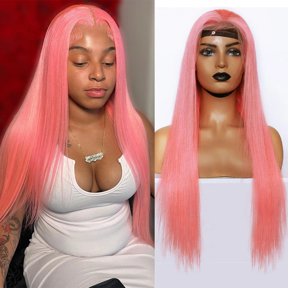 Pink Wig 13x4 5x5 4x4 Human Hair Lace Front Wig Virgin Straight Frontal Wig  Colored Human Hair Wigs