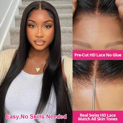 Kelily 6x4.5 HD Lace Wig Glueless Preplucked Human Hair Wigs Ready To Wear And Go Brazilian Bone Straight  For Women