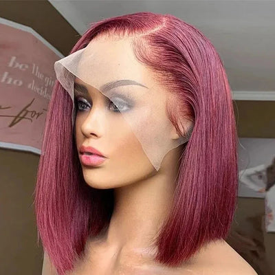 Kelily 99J Burgundy Bob Lace Wig Color Layer Human Hair Straight