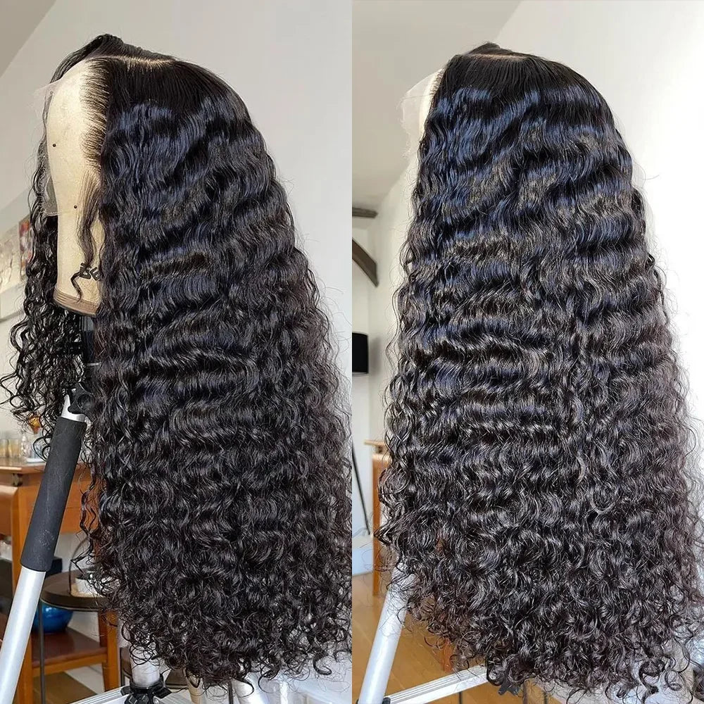 Kelily Upgraded Version 7x5 Glue-free Deep Wave HD Lace Closure Natural Black Beginner Friendly